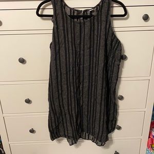 Black and white striped linen dress